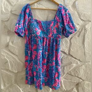 Lilly Pulitzer Blue Floral Dress 6